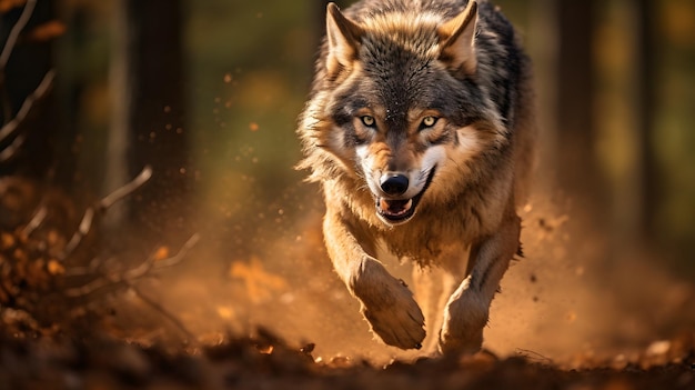 Photo le loup sauvage en action.