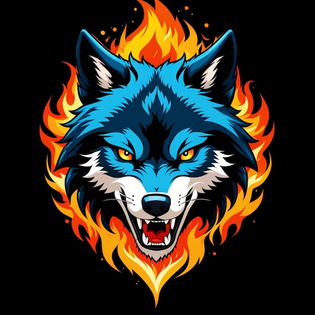 Photo le loup à tête de feu, le loup en colère.