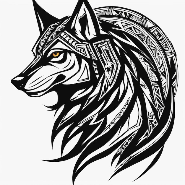 Loup tribal au design complexe