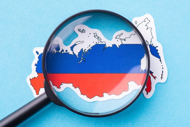 Loupe sur la carte de la Russie