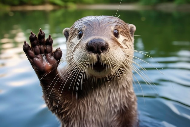 Photo loutre dans l'eau