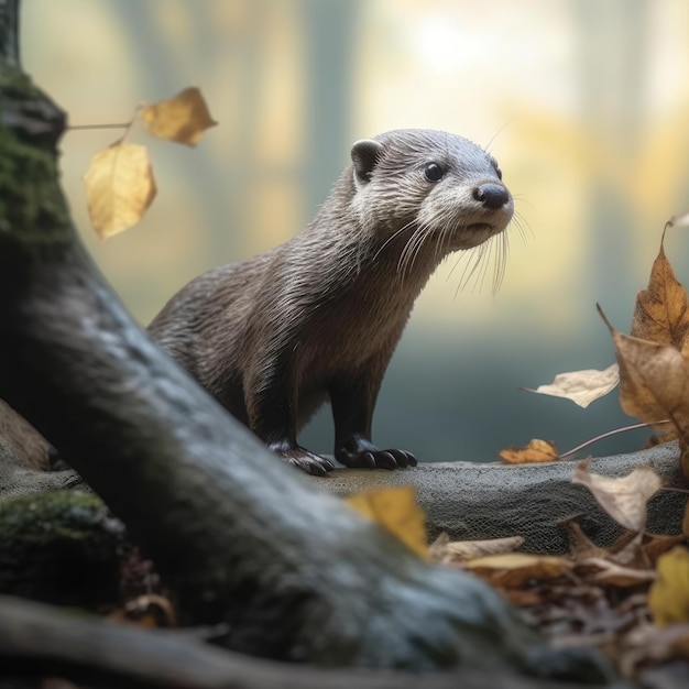 Loutre dans l'IA générative de l'habitat naturel