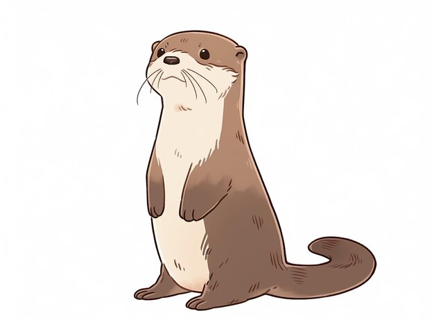 Photo une loutre de dessin animé debout avec ses pattes avant sur ses pattes arrière