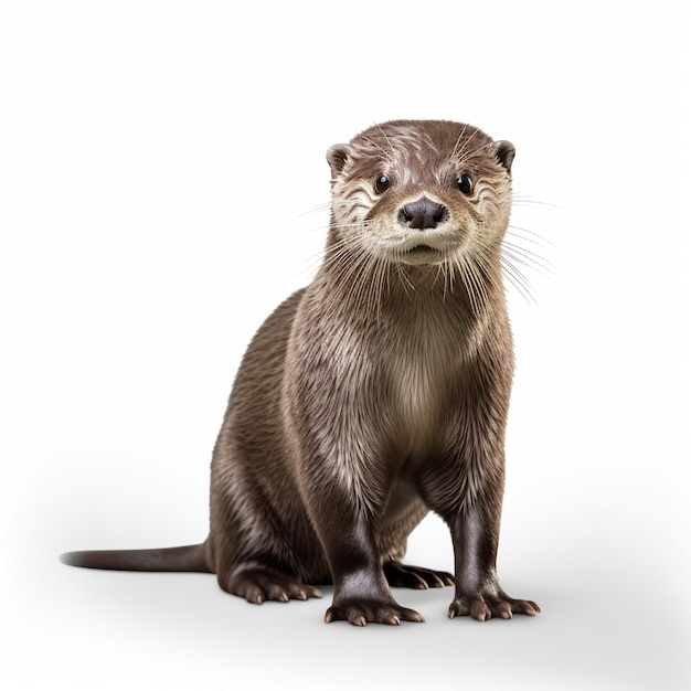 Loutre isolée sur fond blanc