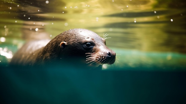 Une loutre de mer nage dans l'eau.