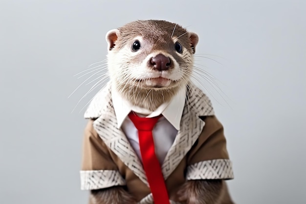 une loutre portant un costume et une cravate