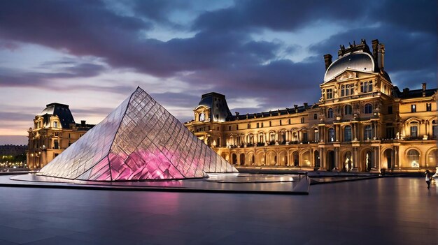 Photo le louvre resplendence sous un ciel peint ai généré