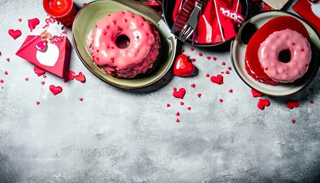 LoveFilled Delights Un bel assortiment pour le dîner de la Saint-Valentin avec un grand espace de copie