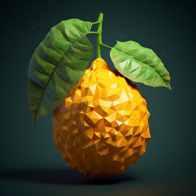 Photo low poly 3d fruits illustration vectorielle dessin animé mignon polygone art stock images rend photos pict