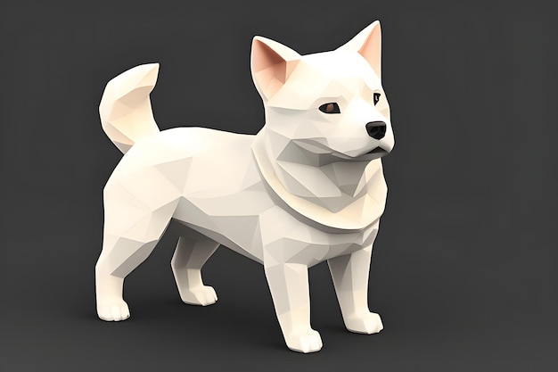 Low Poly Shiba inu chien debout sur fond noir Aigenerative Digital Art