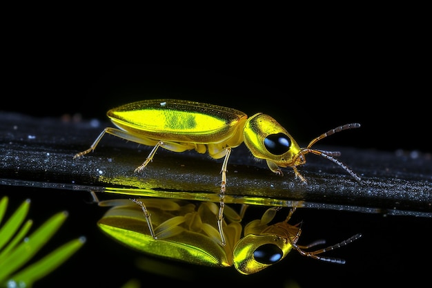 Une luciole lumineuse dans l'obscurité