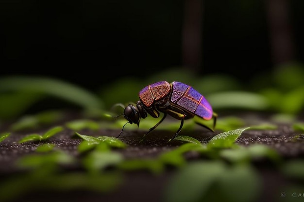 Les lucioles brillent dans la forêt la nuit.