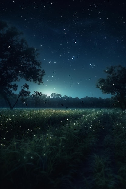 Lucioles dans le fond d'écran du ciel nocturne