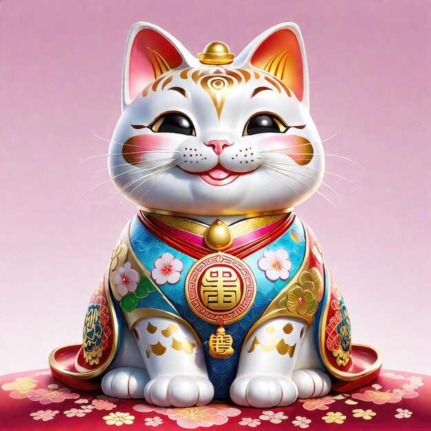 Lucky catsmiling style japonais heureux royal coloré de haute qualité