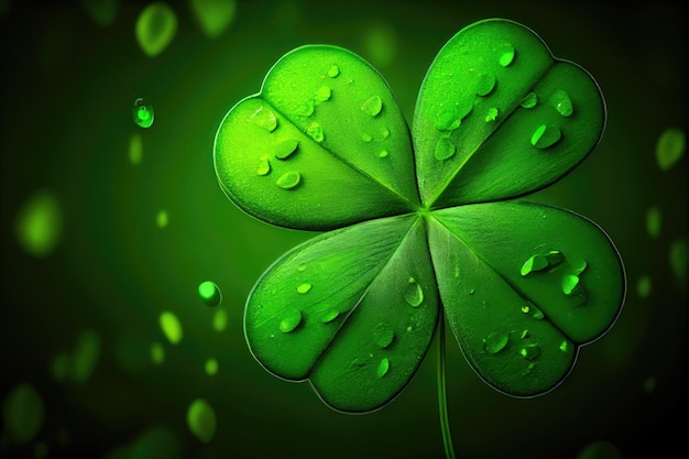 Lucky Four Leaf Clover pour St Patricks Day Generative Ai Art