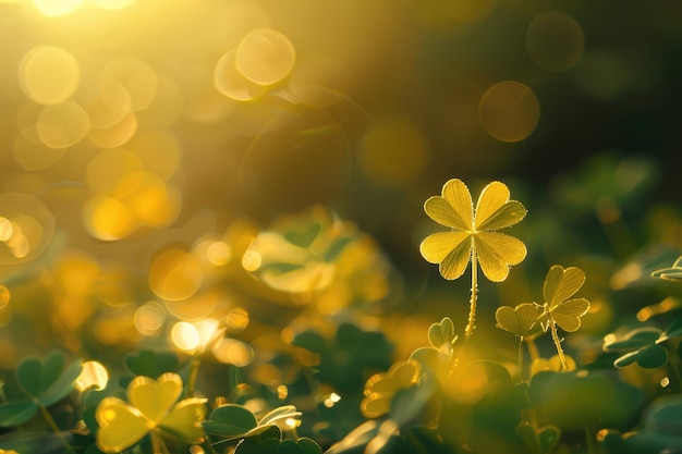 Lucky Irish Clover Border pour la célébration de la fête de Saint-Patrick Des trèfles verts et dorés vibrants dans la fête