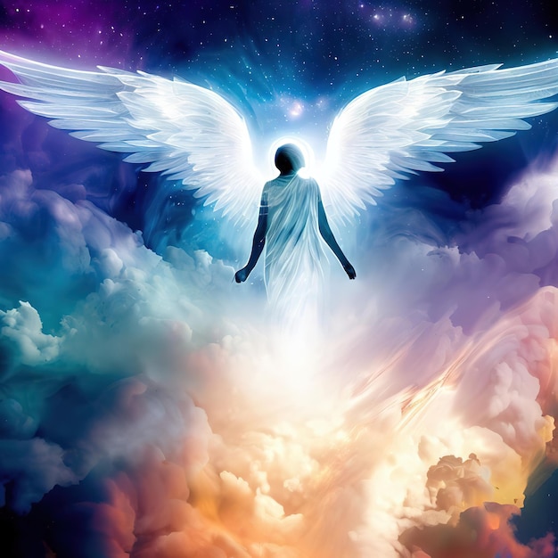 La Lumière De L'ange Gardien Veille Sur Votre Paire D'ailes D'ange Dorées  Avec Une Lumière Vive Entre