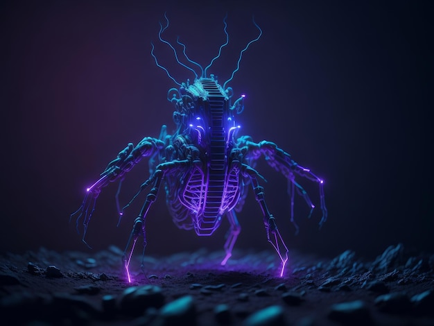 Lumière au néon Nano bot IA génératif