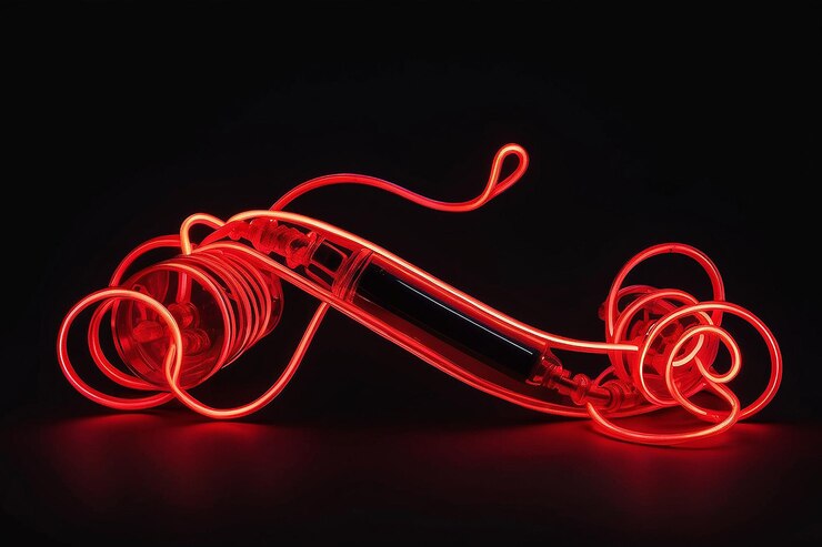 Photo lumière au néon rouge sur fond noir