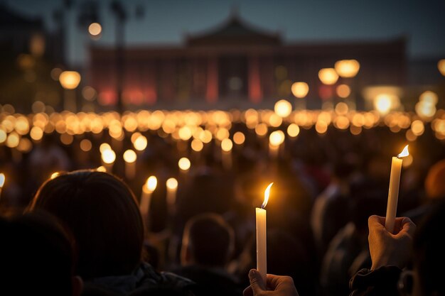 Lumière de bougie sur la place Tianmen