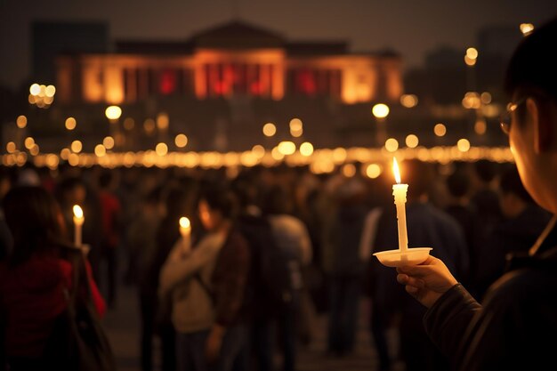 Lumière de bougie sur la place Tianmen