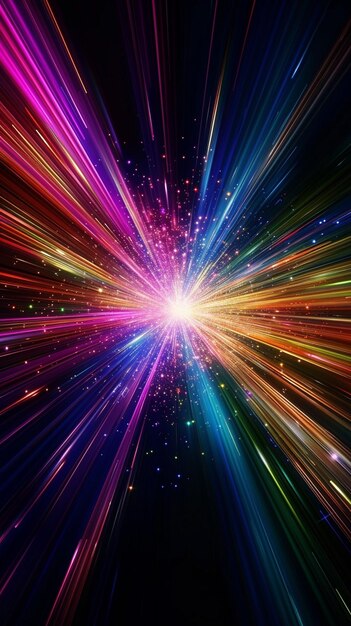 La lumière colorée brille lentement l'éclatement des étoiles sci-fi futuriste