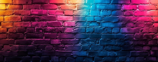 Lumière colorée sur le mur de briques