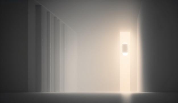 Photo une lumière dans une pièce sombre avec un mur qui dit 