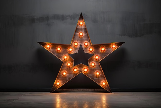 Photo lumière décorative en forme d'étoile sur un fond gris