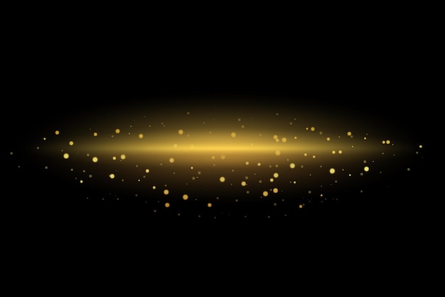 Lumière dorée avec des particules étincelantes sur fond noir Effet de lueur élégante pour le luxe