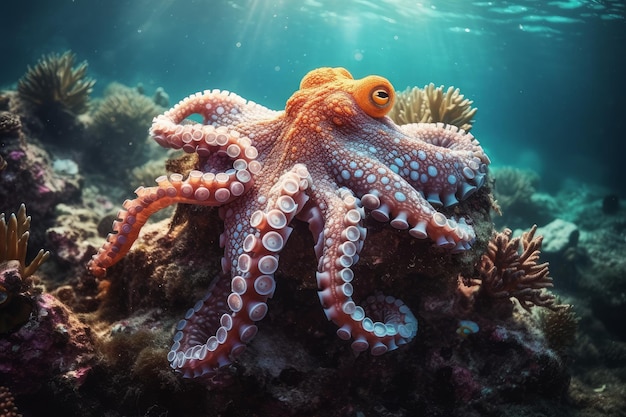 Lumière du jour sous-marine Octopus Générer Ai