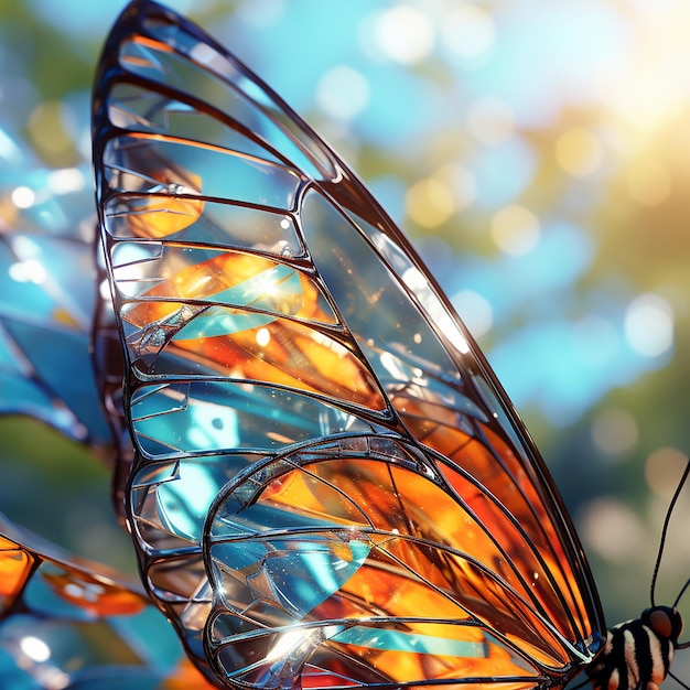 La lumière du soleil d'été Aile de papillon vibrante