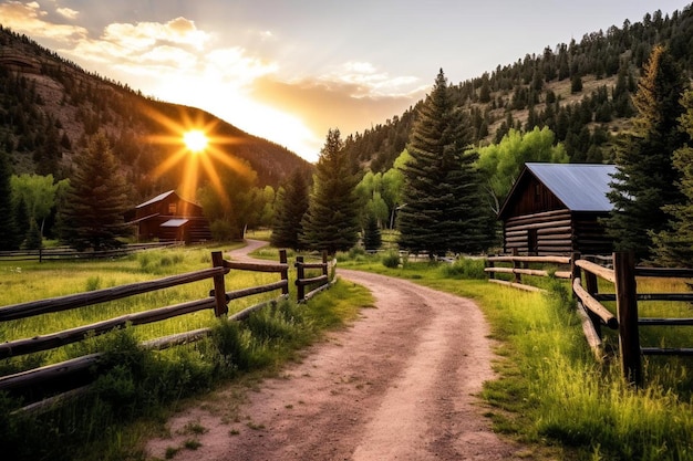 La lumière du soleil à travers les ranchs d'un couvert