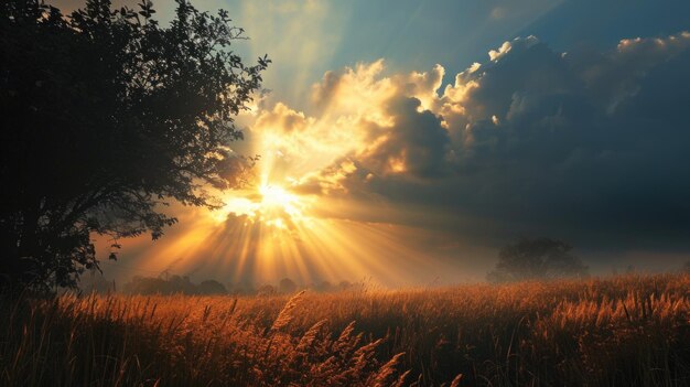 La lumière du soleil traverse les nuages