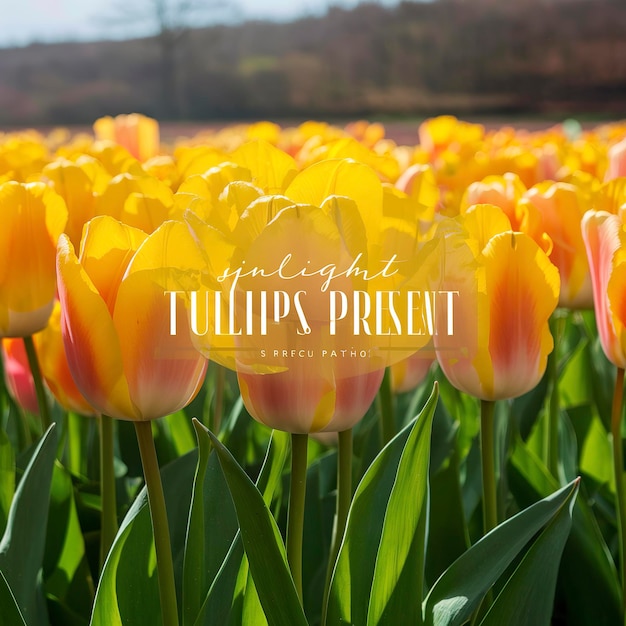Photo la lumière du soleil les tulipes jaunes présentent une salutation