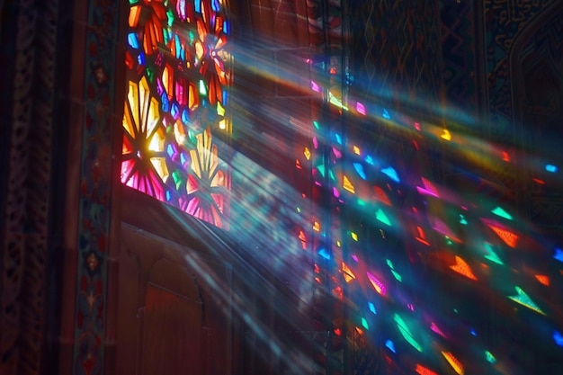 Lumière de la fenêtre de l'Aïd baignant la mosquée dans la lumière