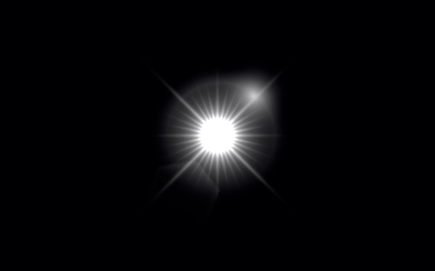 Lumière de flamme de lentille blanche sur fond noir