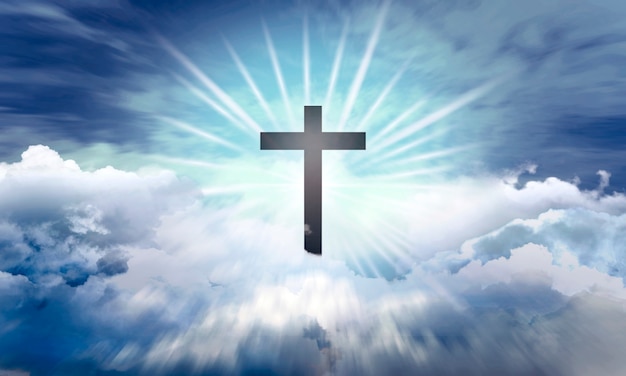 La lumière formant un signe de croix du ciel