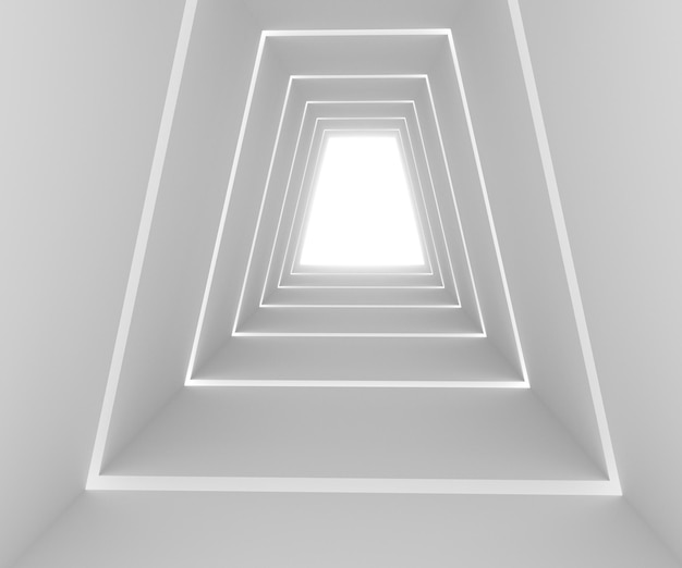 Photo lumière futuriste élégante dans la vue intérieure du chemin vide en rendu 3d
