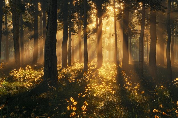 La lumière de l'heure d'or jette de longues ombres au premier plan