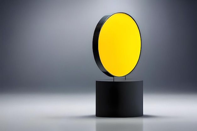 Une lumière jaune qui est sur un support noir