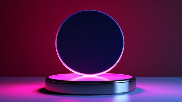 Une lumière led ronde avec une lumière bleue dessus