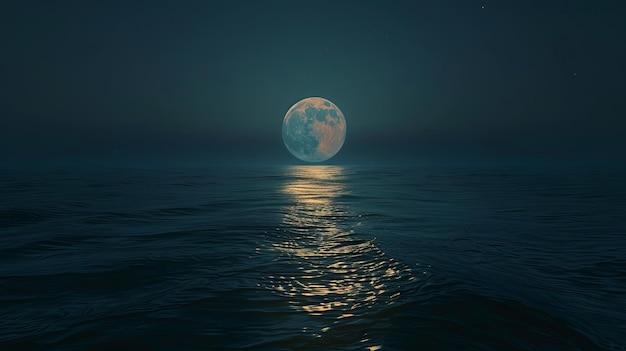 La lumière de la lune se reflète sur les eaux calmes de la mer