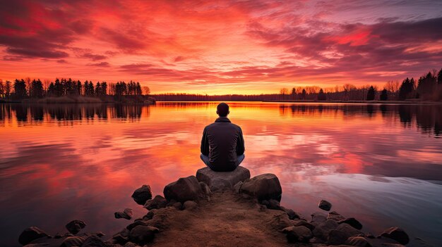 Photo lumière de méditation tranquille