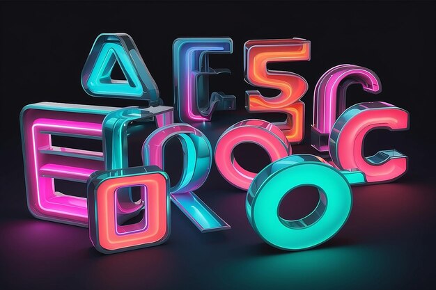 Lumière néon alphabet 3D police extra lumineuse contrôle exclusif de la couleur de l'échantillon