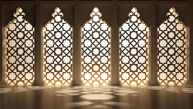 Lumière de nuit islamique avec scène d'ornement de fenêtre
