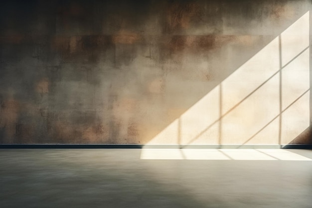 La lumière et les ombres sur la surface du mur en béton brut dans un espace minimaliste