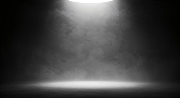 La lumière des projecteurs et le brouillard en arrière-plan