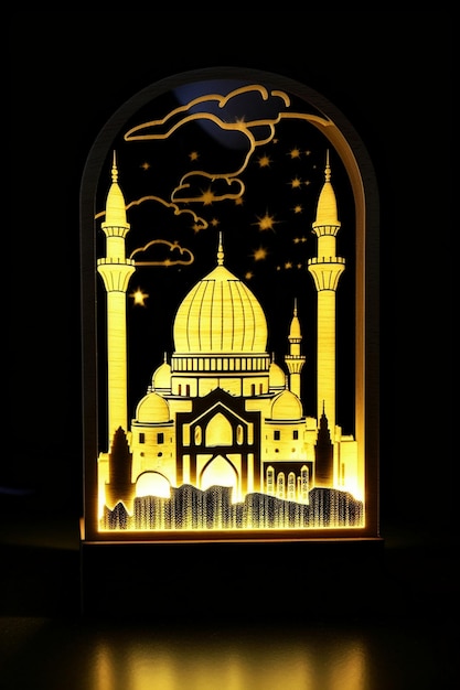 Une lumière qui a une mosquée dessus