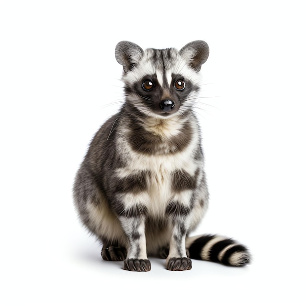 Photo une lumière de studio de chats civet isolée sur un fond blanc